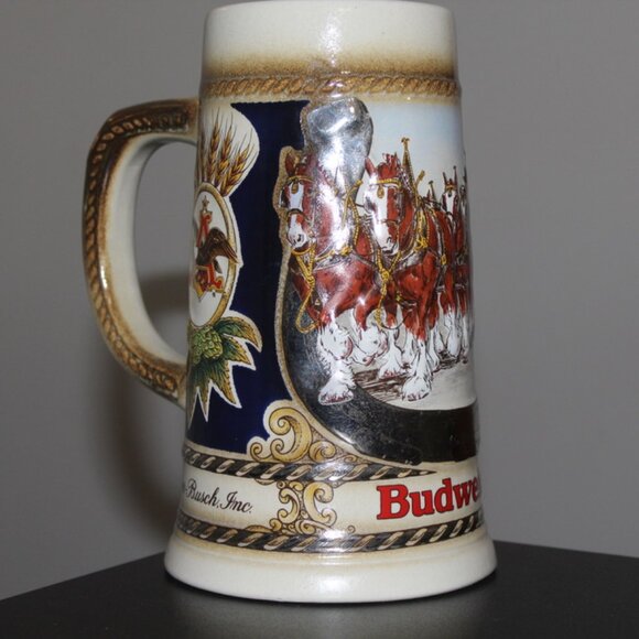 Vintage Budweiser Holiday Christmas Ceramic Beer Stein Mug  Vintage Budweiser Holiday Christmas Ceramic Beer Stein Mug Collectible Set/Lot